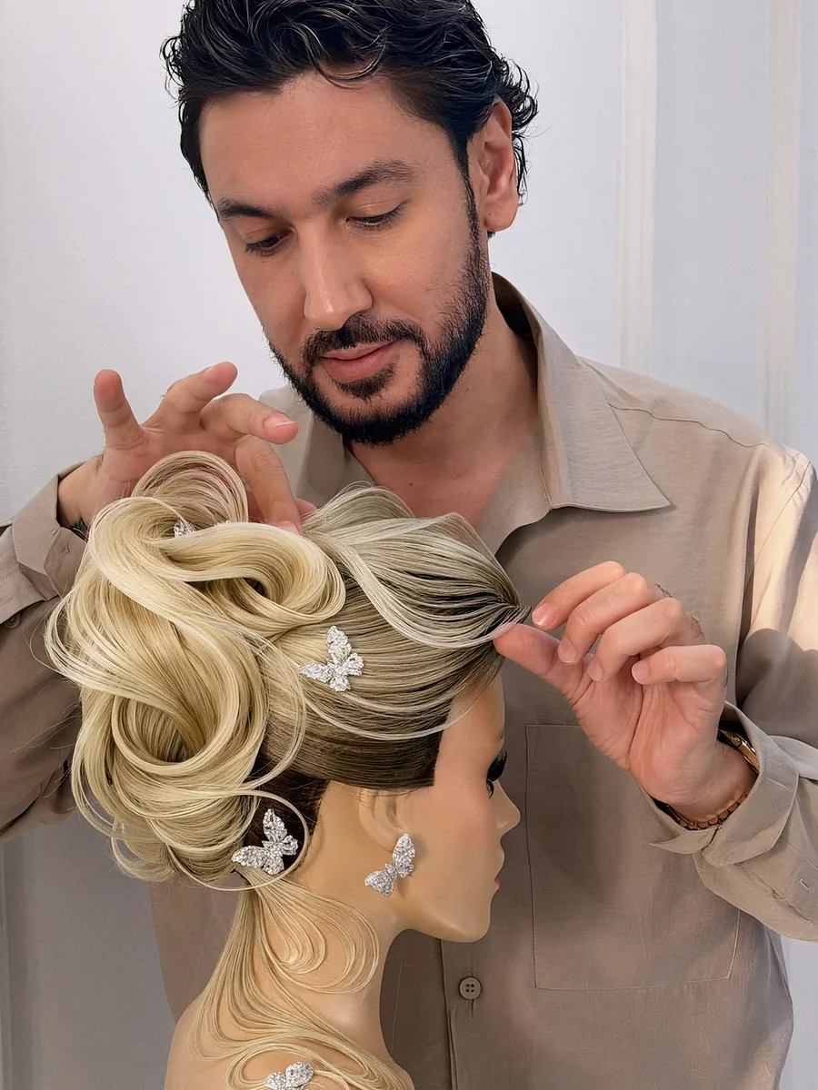 Shaping the curls by hand